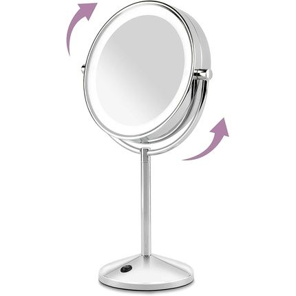 Babyliss 9436E Led Makeup Mirror In Chrome Design Illuminated Double Sided 10X Magnification Battery Operated