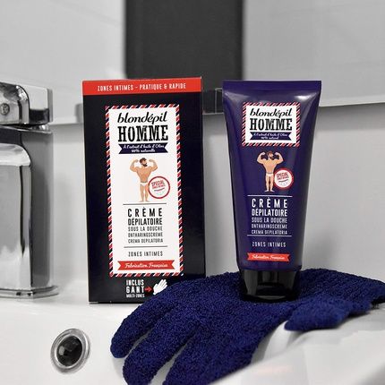 Blondepil Homme Depilatory Cream & Exfoliating Glove For Extra Sensitive Intimate Areas 100Ml