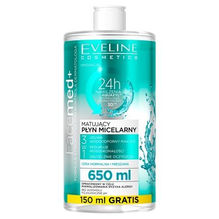 Eveline Facemed+ Mattifying Micellar Liquid 3 In 1 For Normal And Combination Skin 650Ml