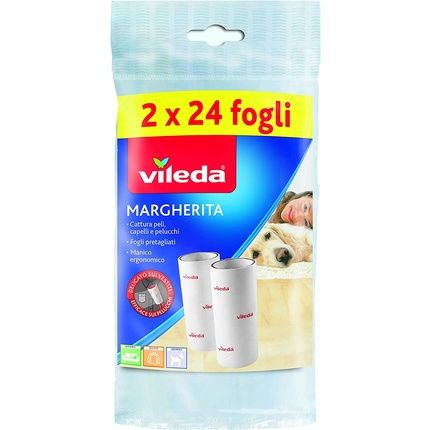 Vileda Margherita Replacement Adhesive Film For Lint Roller 2 Rotoli Brush Change