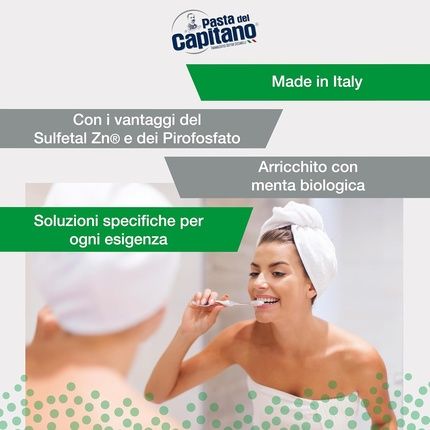 Pasta Del Capitano Bio Antitartar Toothpaste Freshens Breath Ideal For Smokers Helps Prevent Plaque 75Ml Tube - Image 3
