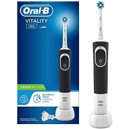 Oral B Vitality Cross Action Electric Toothbrush Black White 1 Count