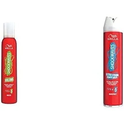 Wella Shockwaves Duo Volume Mousse And Ultra Strong Power Hold Hairspray