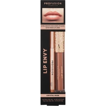 Profusion Cosmetics Lip Envy Crystal Nude Lip Gloss & Liner Kit Pigmented