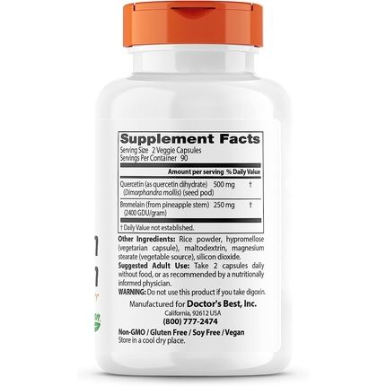 Doctor'S Best Quercetin Bromelain Immunity Support 180 Vc 180 Count