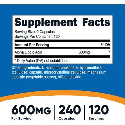 Nutricost Alpha Lipoic Acid 600Mg 240 Capsules