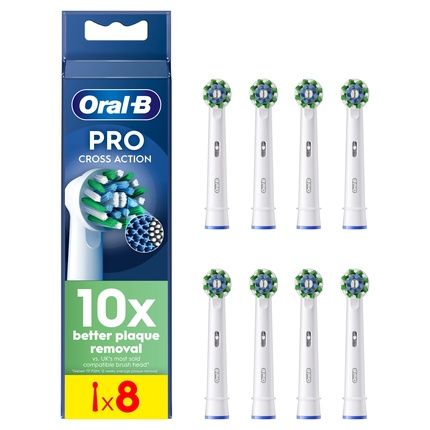 Oral B Pro Cross Action Toothbrush Heads White 8 Counts