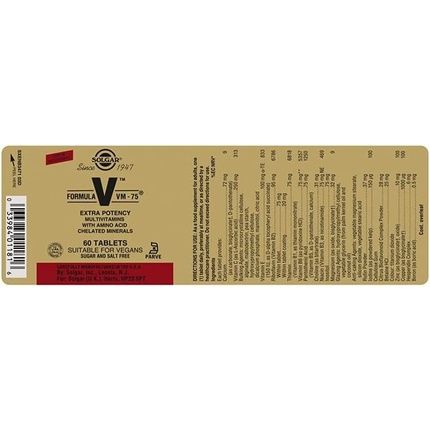 Solgar Formula Vm-75 Tablets 60 Tablets - 28 Active Ingredients And 13 Essential Nutrients - Vegan And Gluten Free - Image 3