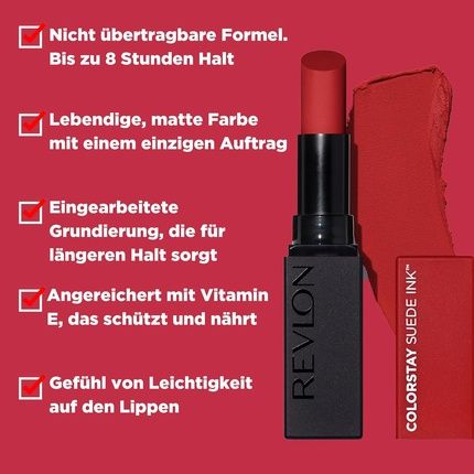 Revlon Colorstay Suede Ink Lipstick Long Lasting Non-Transferable Formula Enriched With Vitamin E Waterproof 015 Lip Boom 2.55G