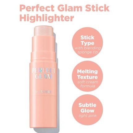 The Saem Perfect Glam Stick Blusher With Blending Sponge Wh01 Aurora Wave Luxurious Soft Melting Balm Highlighter With Shea Butter And Ceramide Np Natural Radiance Glow Makeup 0.2Oz
