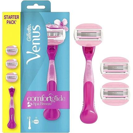 Gillette Venus Comfortglide Spa Breeze Women'S Razor With Razor Gel Cushions For Skin Protection And 3 Razor Blades