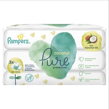Pampers Coconut Pure Baby Wipes, Pack Of 3