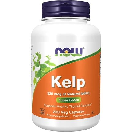 Now Supplements Kelp 325Mcg Natural Iodine Supports Healthy Thyroid Function Super Green 250 Veg Capsules