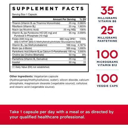 Jarrow Formulas B-Right Low-Odor Vitamin B-Complex Formula 100 Veggie Caps