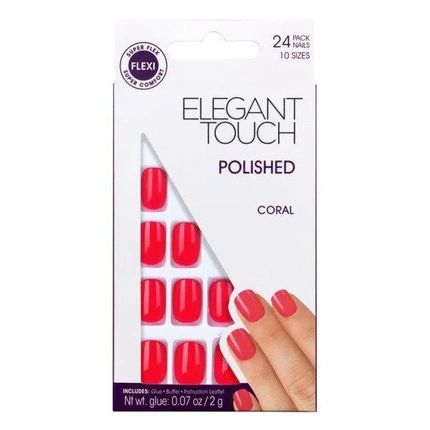 Elegant Touch Core Colour Nails With Glue Squoval Midnight Black 24 Units