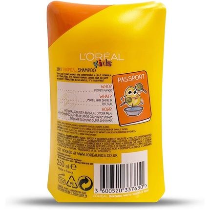 L'Oreal Kids Extra Gentle 2-In-1 Tropical Mango Shampoo 250Ml