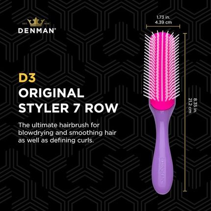 Denman Curly Hair Brush D3 African Violet 7 Row Styling Brush For Detangling Separating Shaping And Defining Curls