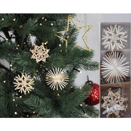 Cepewa Straw Stars Jewelry Set - Set Of 9, Approx. 6Cm Diameter