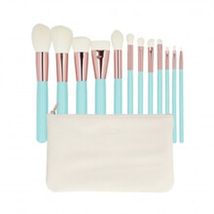 T4B Mimo 12 Piece Makeup Brush Set With Case - Turquoise