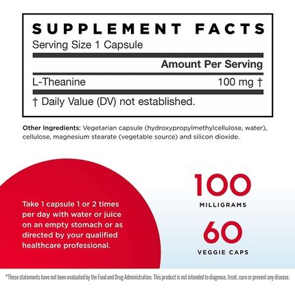 Jarrow Formulas Theanine Promotes Relaxation 100Mg 60 Capsules