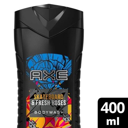 Axe Skateboard & Fresh Roses 3In1 Men'S Shower Gel For Body Hair Face 12H Fresh Plant-Based Scent 250Ml