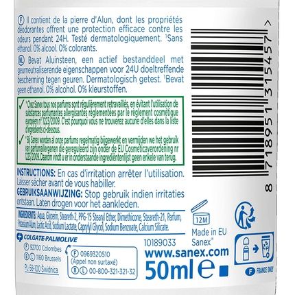 Sanex Natur Protect Sensitive Skin Roll-On Deodorant With Alum Stone For Men And Women 50Ml