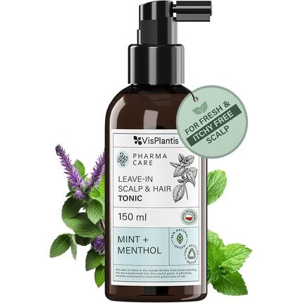 Vis Plantis Leave-In Scalp Tonic With Mint & Menthol 150Ml Sebum Control Lotion For Oily Hair & Roots Nourishing Greasy Hair Care Treatment
