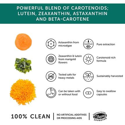 Together Health Eye Vitamin Complex With Strong Carotenoids For Vision: Astaxanthin Zeaxanthin & Lutein - Vitamin A - Protects Against Blue Light - 30 Vegan Vegecaps - Image 3