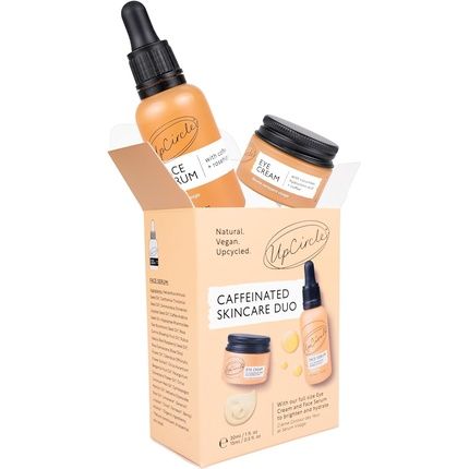 Upcircle Caffeinated Face Serum And Eye Cream Duo With Vitamin C, Hyaluronic Acid And Coffee Oil - Evens Skin Tone, Reduces Puffiness And Dark Circles - Vegan And Cruelty-Free