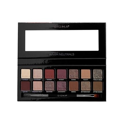 Sigma Beauty Warm Neutrals Eyeshadow Palette 14 Shades With Dual-Ended Brush Ep022