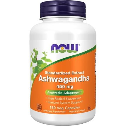 Now Ashwagandha Standardized Extract 450Mg 180 Veg Capsules
