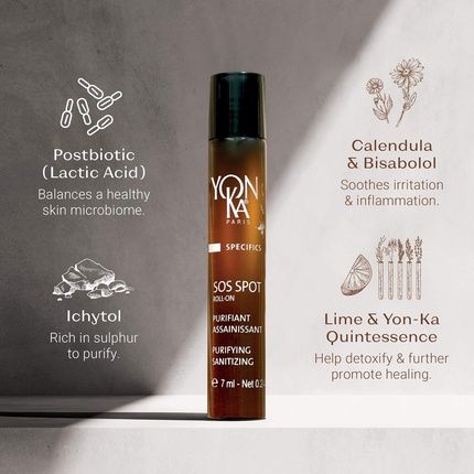 Sos Spot Yonka Clearing Acne Roll-On 7Ml - Soothes, Purifies, And Heals Pimples
