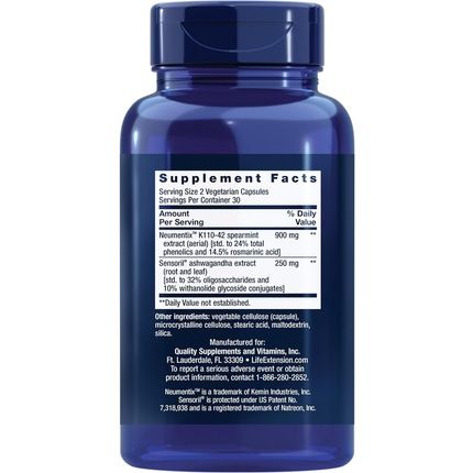 Life Extension Ashwagandha Plus Calm & Focus With Ashwagandha Extract And Spearmint