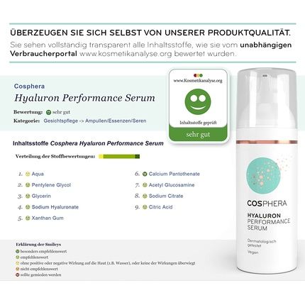 Cosphera Hyaluron Serum, High Dose, 50 Ml, Vegan, Suitable For
