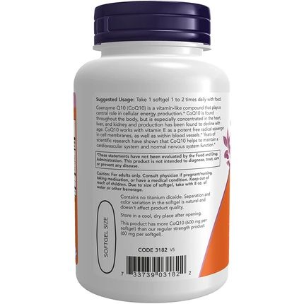 Now Coq10 600Mg Maximum Strength With Vitamin E And Lecithin 60 Softgels - Image 3