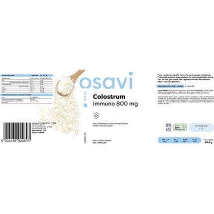 Osavi Colostrum Immuno 800Mg 120 Capsules