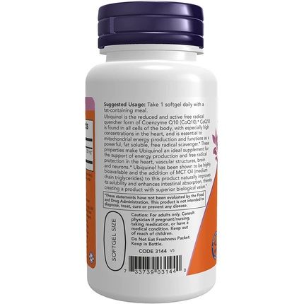 Now Foods Ubiquinol 200Mg 60 Softgels - Image 3
