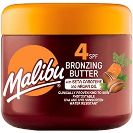 Malibu Sun Spf 4 Bronzing Tanning Body Butter With Beta Carotene And Argan Oil Tropical Coconut Fragrance 300Ml