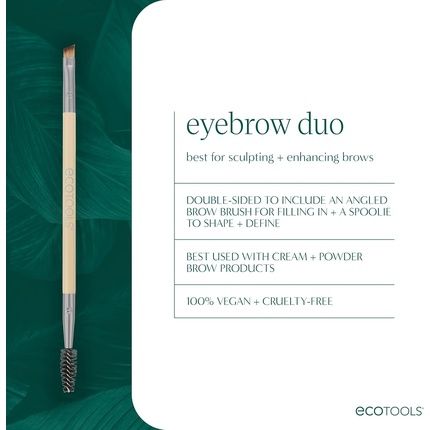 Ecotools Eyebrow Brush Duo Tame Sculpt Fill Brows Multipurpose Gel Powder Cream Dual-Ended Spoolie Angled Brow Brush Eco Friendly Cruelty-Free Vegan 1 Count - Image 3