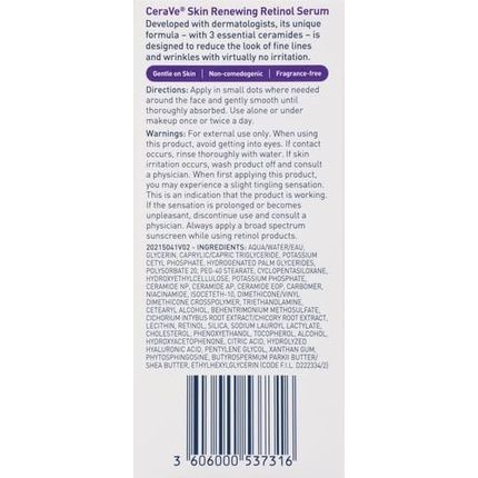Cerave Anti-Aging Retinol Serum Cream For Smoothing Fine Lines And Skin