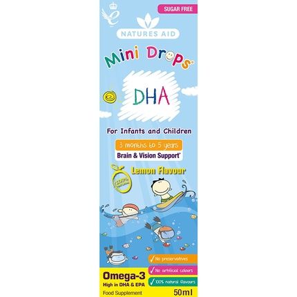 Natures Aid Dha Omega-3 Mini Drops For Infants And Children Sugar Free 50Ml - Image 3