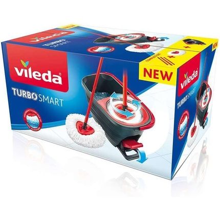 Vileda New Turbo Smart Mop With Pedal Bucket Plus 3 Microfibre Spare Parts