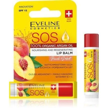 Eveline Sos Nourishing Regenerating Balm For Dry Cracked Lips Peach Spf15