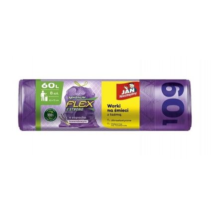 Sarantis Essential Jan Garbage Bags With Tape 60L 8Pcs Lavender Magnum 30