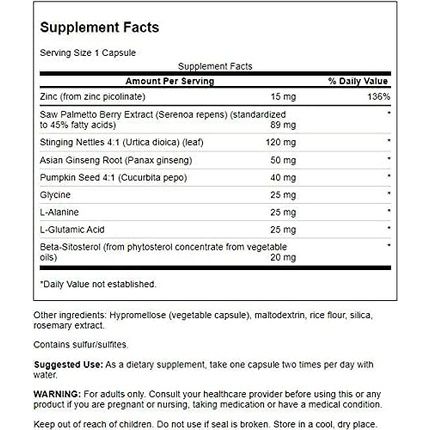Swanson Prostate Essentials Mineral And Herbal Supplement 90 Veggie Capsules - Image 3