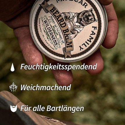 Mr Bear Family Beard Balm Men Wilderness Nourishing Beard Balm Beard Wax With Shea Butter Jojoba Oil And Beeswax Beard Styling 60Ml Wildnis - Image 3