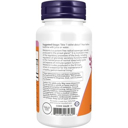 Now Foods Melatonin 1Mg With Co-Factor Nutrients Healthy Sleep Cycle 100 Tablets - Image 3