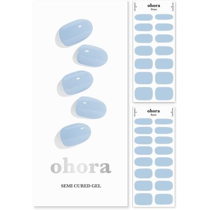 Ohora Semi Cured Gel Nail Strips N Cream Sky - Salon-Quality Long Lasting Easy To Apply & Remove - Includes 2 Prep Pads Nail File & Wooden Stick
