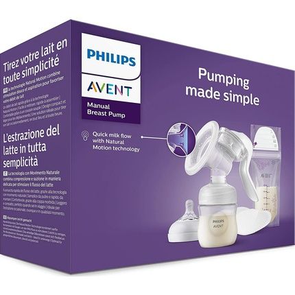 Manual Breast Pump With Natural Motion Technology, Includes 125Ml Natural Bottle And