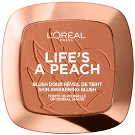 L'Oreal Paris Life'S A Peach Blusher Compact Powder Blush Peachy Beige Shade With Mirror And Brush - Scented Buildable Formula